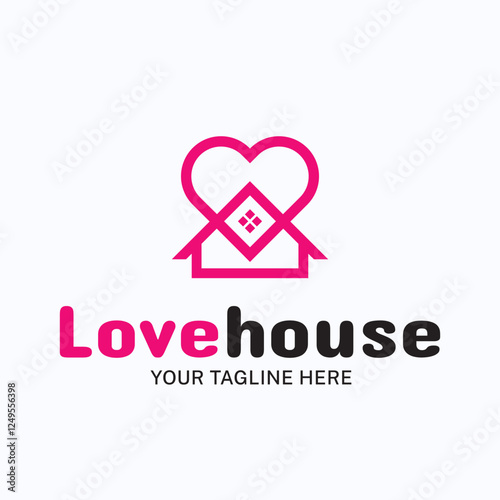 Home and heart logo company logo design, business logo with vector illustration  