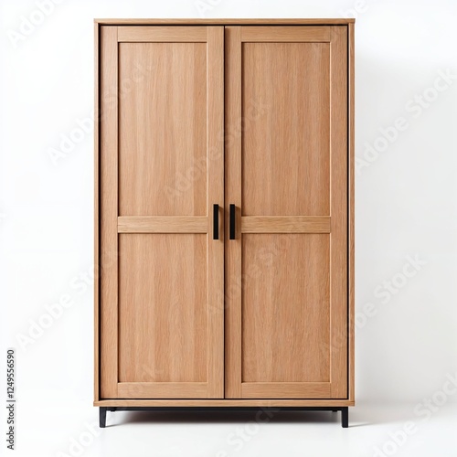 3D Wardrobe Model, Modern Closet Mockup, Minimalist Storage Design, High-Resolution Digital Render on White Background