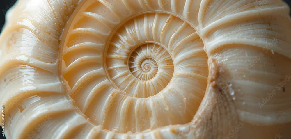 Macro shot of a nautilus shell’s perfect golden ratio spiral, 8K resolution, showcasing rich ivory textures, soft golden hues, and gentle shadows.
Macro shot of a nautilus shell’s perfect golden ratio spiral, 8K resolution, showcasing rich ivory textures, soft golden hues, and gentle shadows.