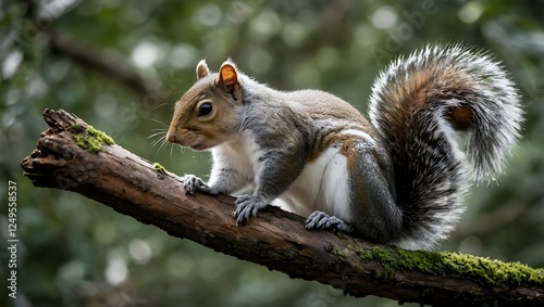 A view of a squirrel sitting on a tree