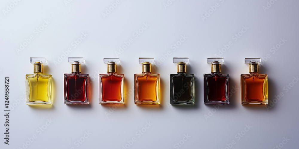 perfume bottles knolling flat lay overhead arrangement perfume bottles knolling flat lay overhead arrangement