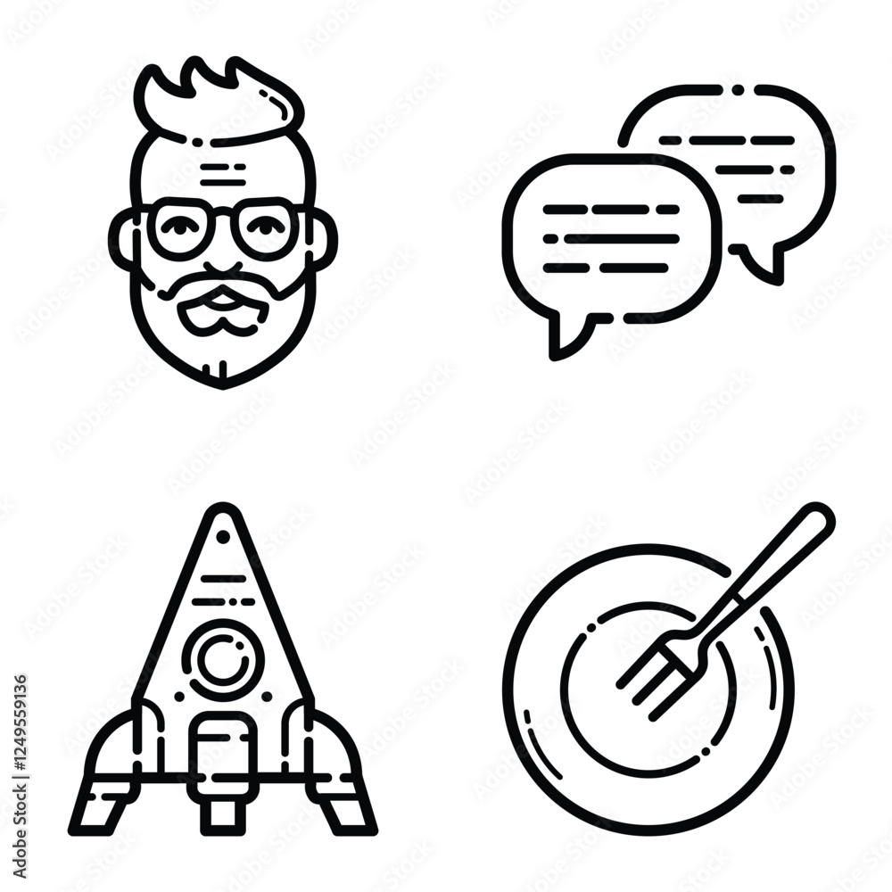 Essential Flat Icon Set Isolated On White Background Essential Flat Icon Set Isolated On White Background