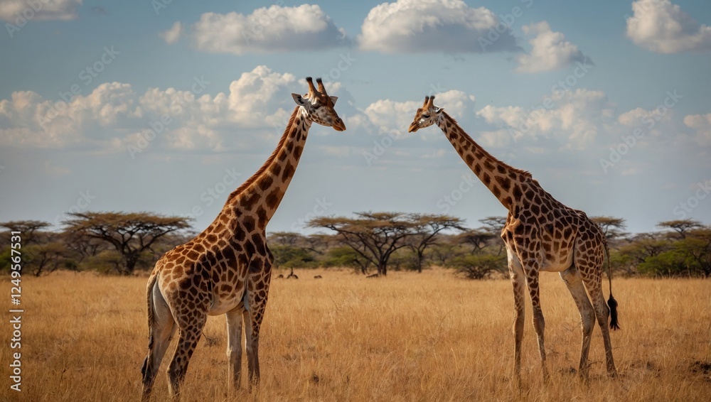 Obraz premium View of giraffes in the African savannah