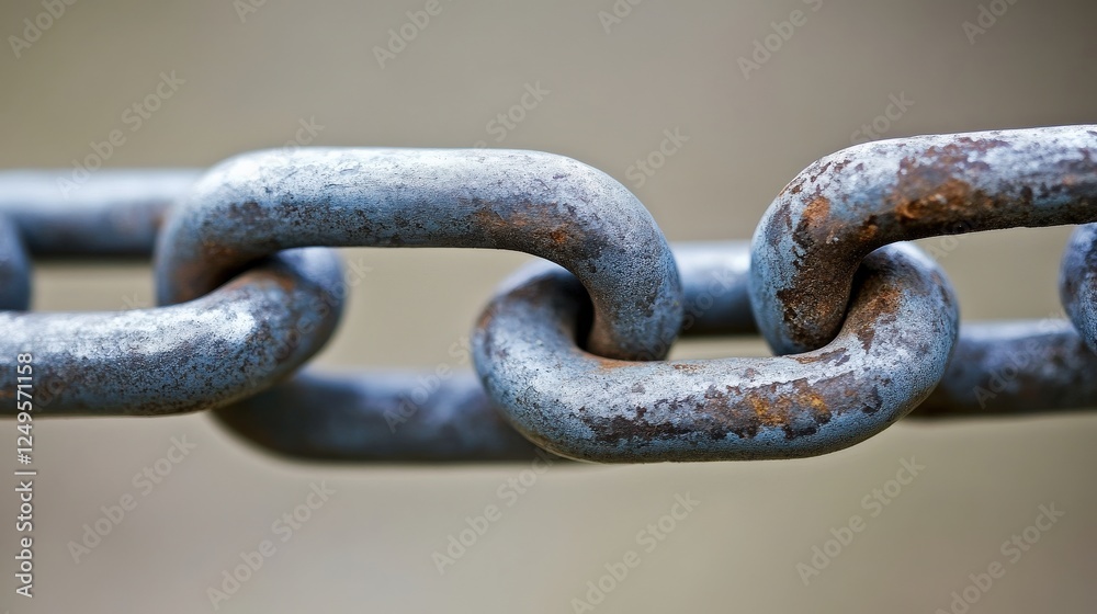 Close-Up of Rusty Metal Chain Links Highlighting Texture and Detail in Industrial Background, Ideal for Themes of Strength, Connection, and Resilience Close-Up of Rusty Metal Chain Links Highlighting Texture and Detail in Industrial Background, Ideal for Themes of Strength, Connection, and Resilience