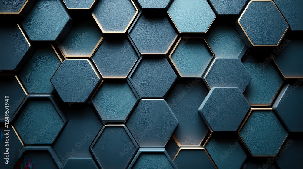 Abstract dark blue hexagons background texture, 3D render Abstract dark blue hexagons background texture, 3D render
