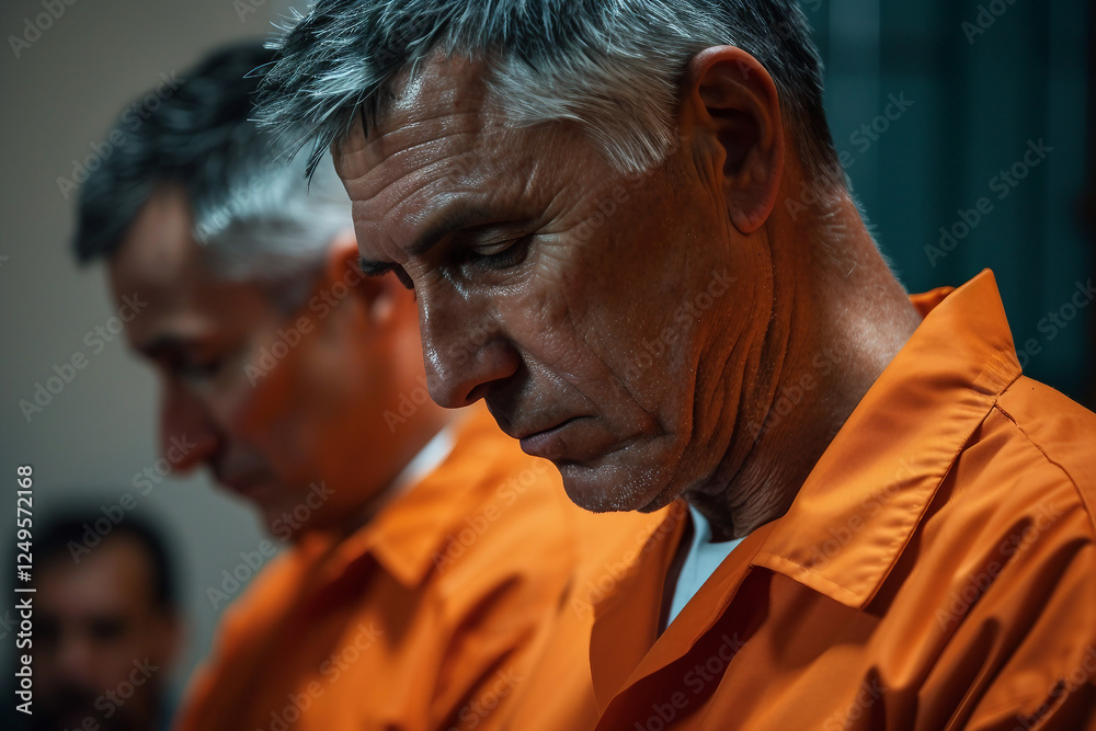 Man in orange prison clothes in jail Generative Ai Man in orange prison clothes in jail Generative Ai