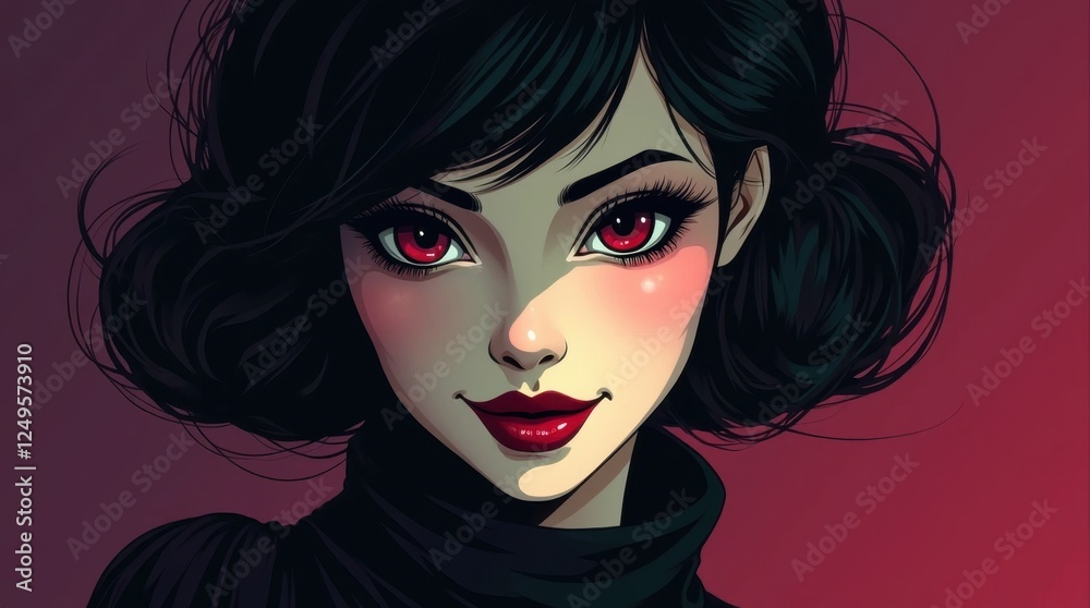 Fototapeta premium Enigmatic Woman with Mysterious Smile