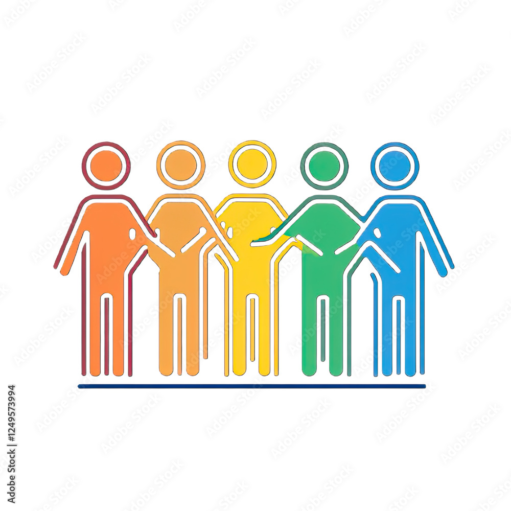 Business icon representing teamwork and collaboration, simple line style, white background, with abstract human figures and a shared goal symbol. Business icon representing teamwork and collaboration, simple line style, white background, with abstract human figures and a shared goal symbol.