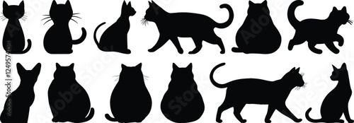 Cat silhouette set vector design big pack of animal illustration and icon