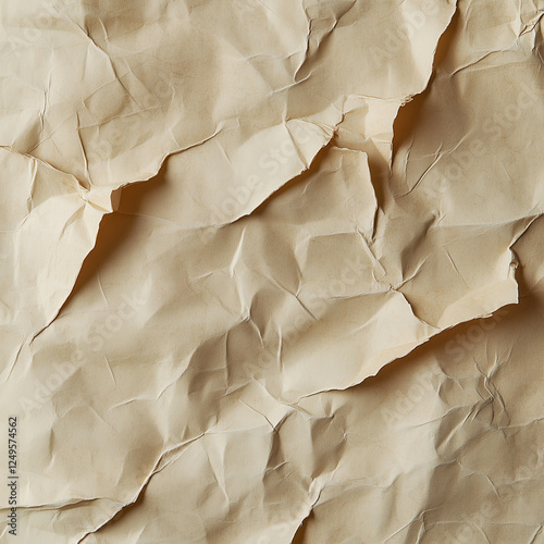 Wrinkled Vintage Paper Texture. Aged Wrinkled Paper Texture with Natural Creases photo