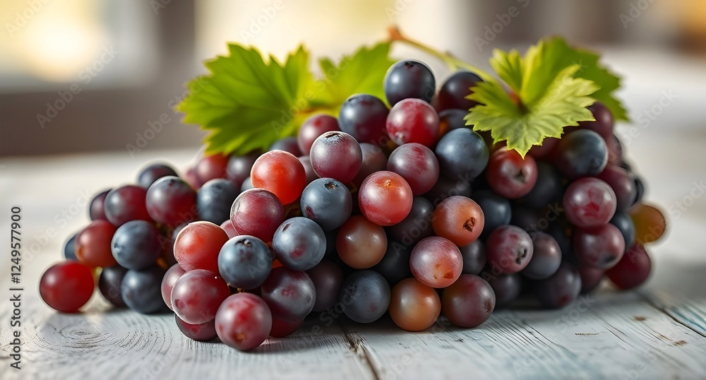 Obraz premium Grapes on a wooden table.