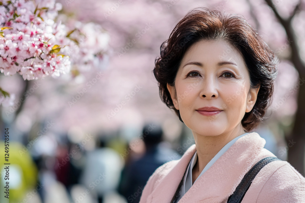 Generative AI Portrait of an Asian Man Woman Enjoying Springtime Cherry Blossoms in Japan Generative AI Portrait of an Asian Man Woman Enjoying Springtime Cherry Blossoms in Japan