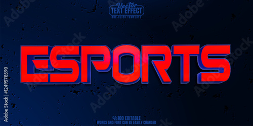 Esport editable text effect, customizable red and gaming 3d font style