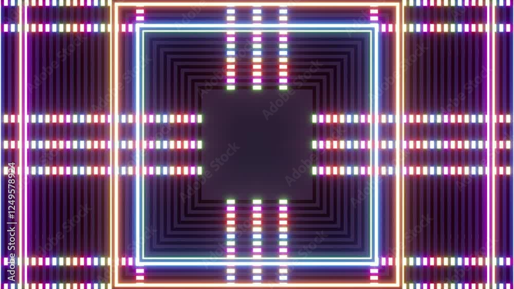 Square Logo Placeholder Background with Colorful Dotted LED Lights