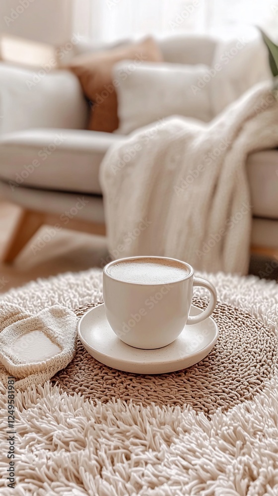 Cozy coffee break in a modern living room Cozy coffee break in a modern living room