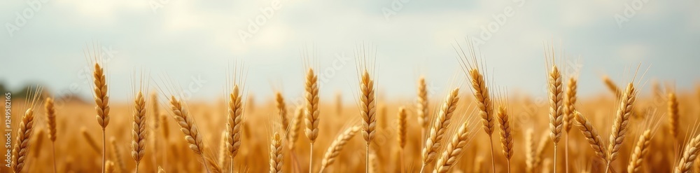Ripe wheat stalks sway gently under a gray sky , background, texture Ripe wheat stalks sway gently under a gray sky , background, texture