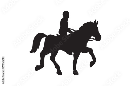 Horse Rider Silhouette, Equestrian Sport Vector Illustration.