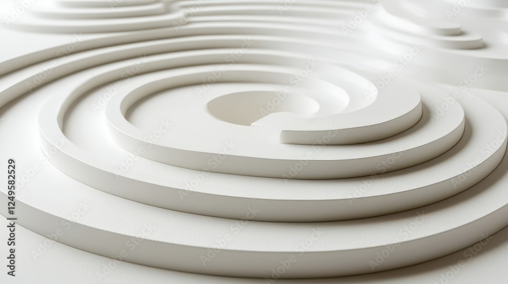 Abstract white spiral design, textured surface, minimal background, product display Abstract white spiral design, textured surface, minimal background, product display