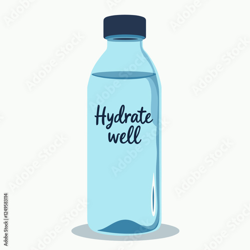 Refreshing Hydration: A Simple Illustration of a Water Bottle with an Inspirational Quote for World Health Day