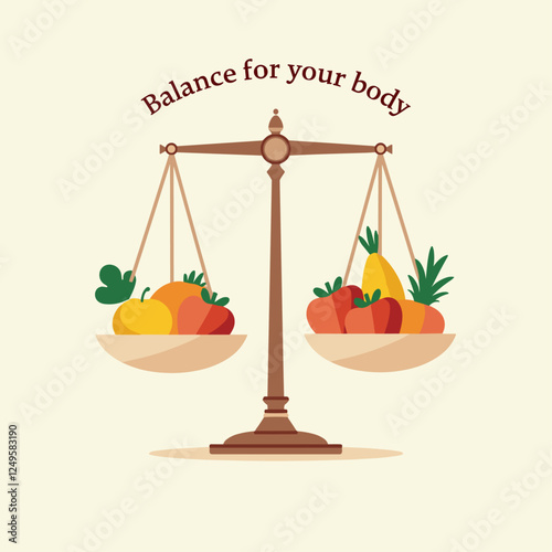 Vector Illustration: Achieving Balanced Nutrition Through Five Food Groups - The Dietary Guidelines