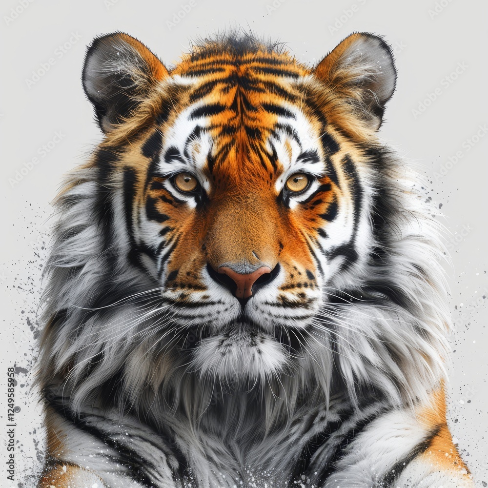 Fototapeta premium Stunning isolated tiger image on a pristine white background for striking visual presentation