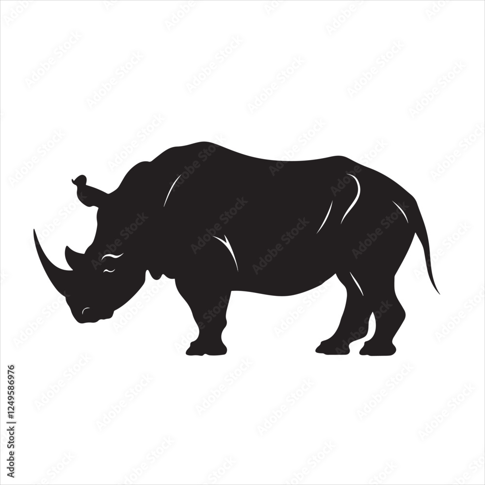 Fototapeta premium Minimalistic Rhinoceros Silhouette Vector Illustration 