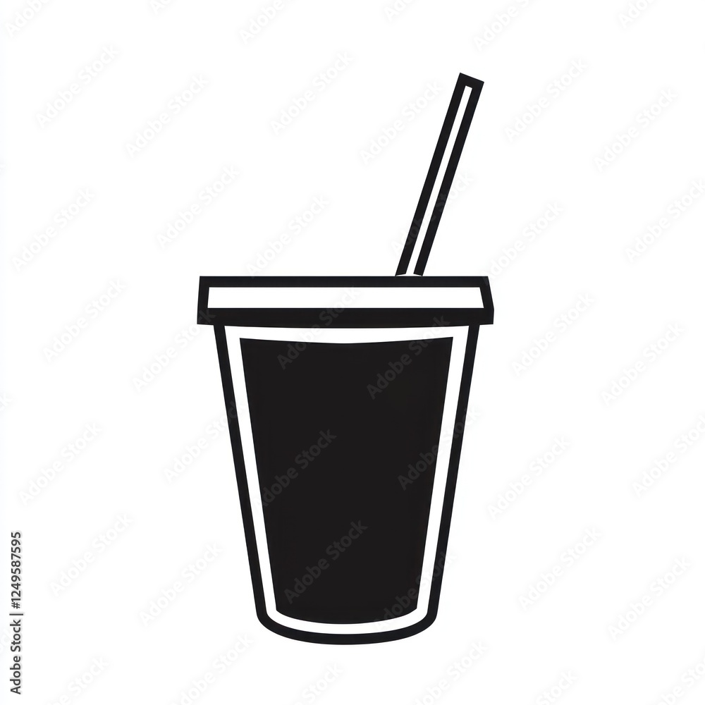Drink, straw, cup, beverage, icon, graphic, design, white background, menu, illustration Drink, straw, cup, beverage, icon, graphic, design, white background, menu, illustration