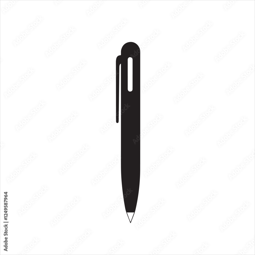 Flat Vector Pen Icon in Black and White Flat Vector Pen Icon in Black and White