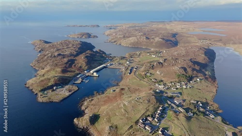 Aerial view over Kinlochbervie, Sutherland, Highlands, Scotland, UK