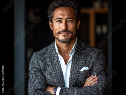 Confident Businessman in Elegant Suit Portrait  
 photo
