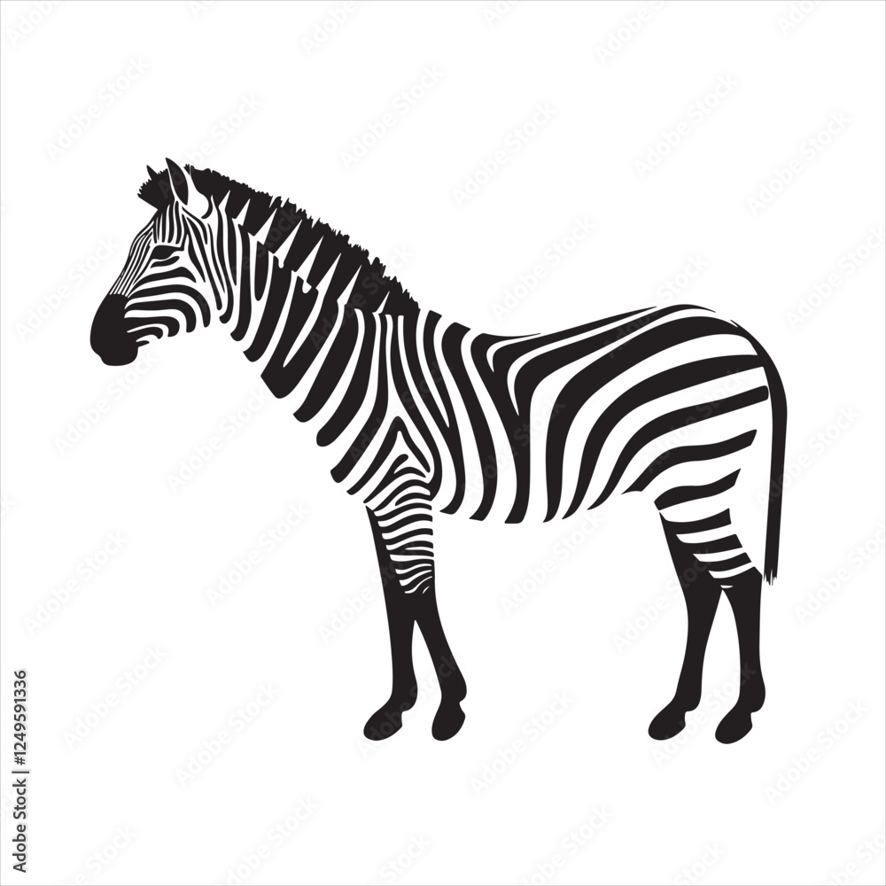 Fototapeta premium Simple Flat Zebra Illustration on White Background
