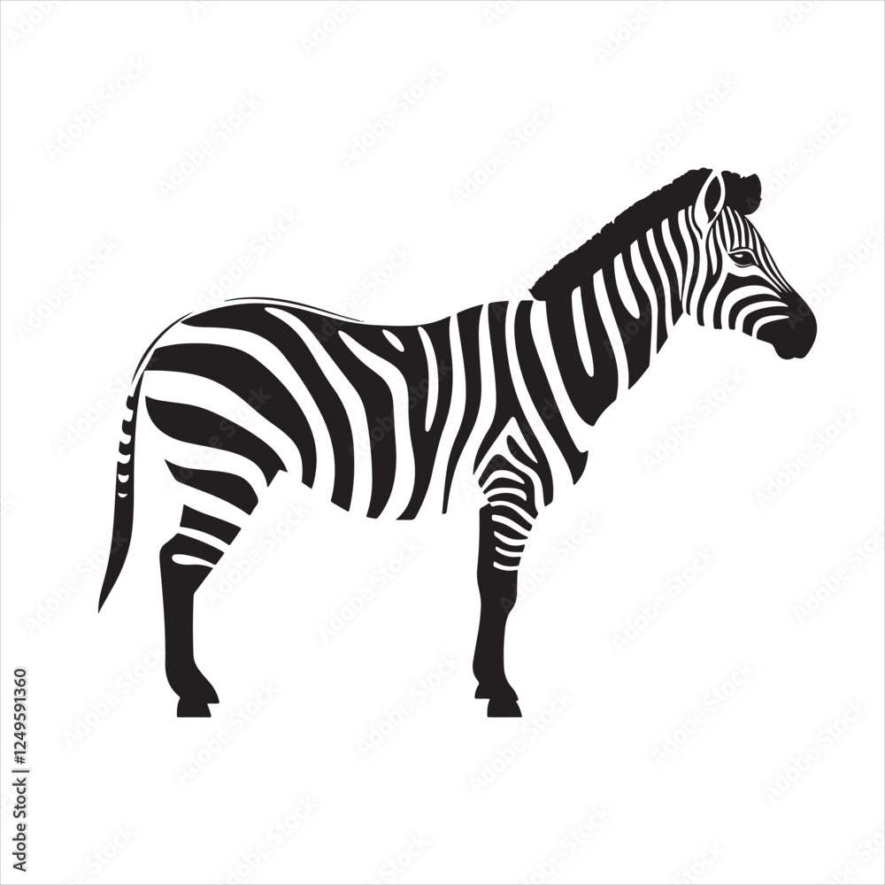 Obraz premium Simple Flat Zebra Illustration on White Background