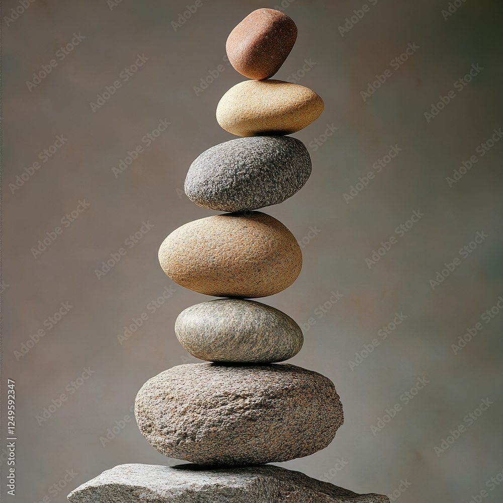 Stacked zen stones demonstrate balance against a gradient background Stacked zen stones demonstrate balance against a gradient background