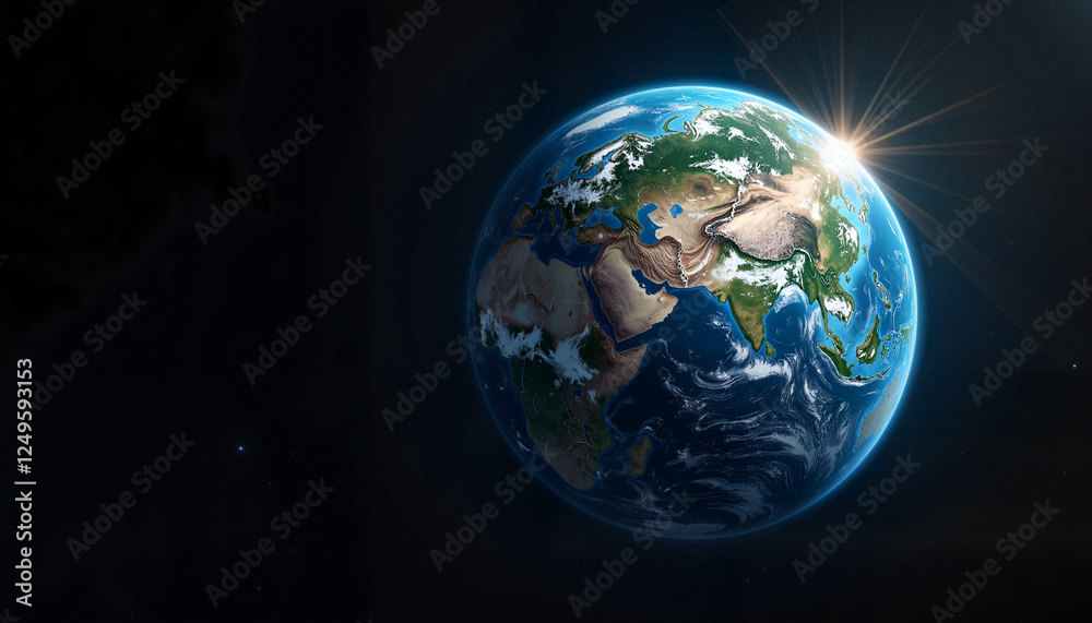 Fototapeta premium Serene Planet Earth viewed from space, highlighting nature's beauty
