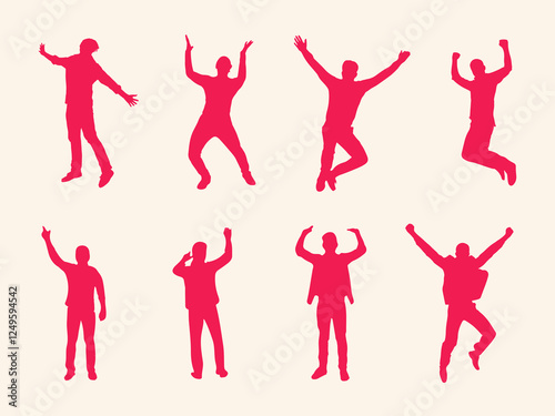 happy man silhouette vector red color