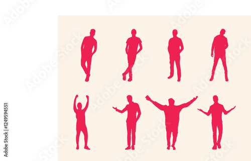 happy man silhouette vector red color