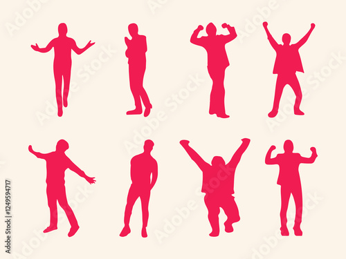 happy man silhouette vector red color