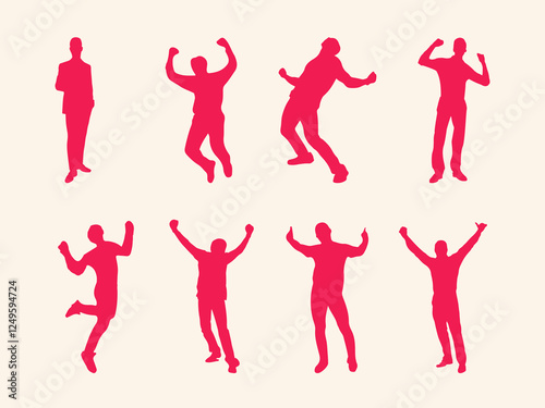 happy man silhouette vector red color