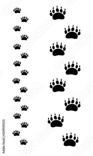 Polar bear tracks. Vector black icons isolated on white background.