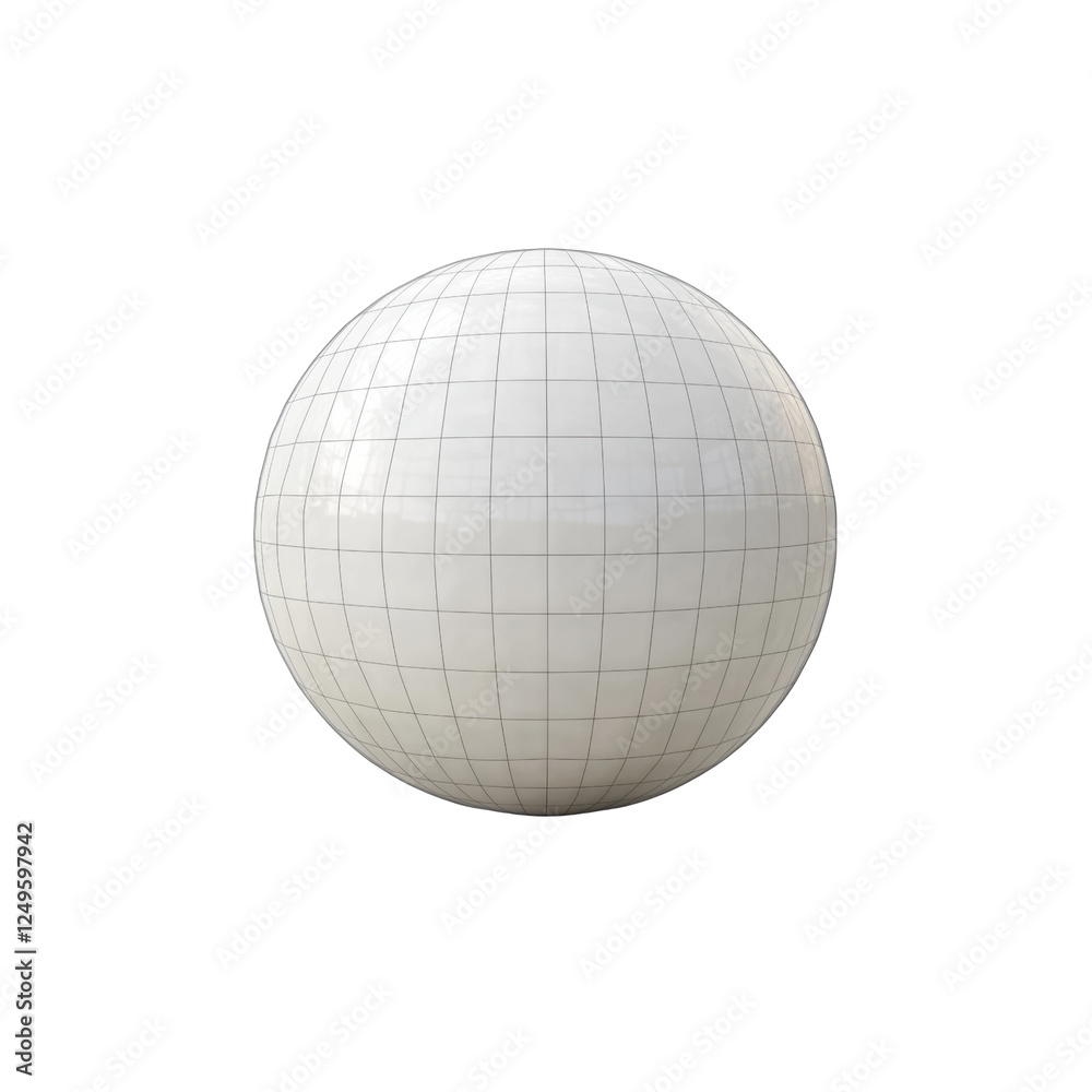A spherical object with a grid pattern, featuring a white surface and a symmetrical design, isolated on transparent background, png A spherical object with a grid pattern, featuring a white surface and a symmetrical design, isolated on transparent background, png