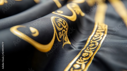 The Holy Kaaba the center of Islam inside Masjid Al Haram in Mecca Draped in black silk cloth Kiswah Iconic mosque Al Haram Mecca Saudi Arabia