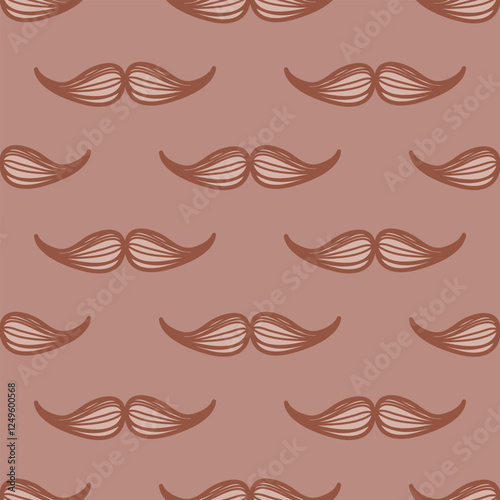 Retro handlebar mustache vector repeating pattern. Doodle hipster seamless illustration.
