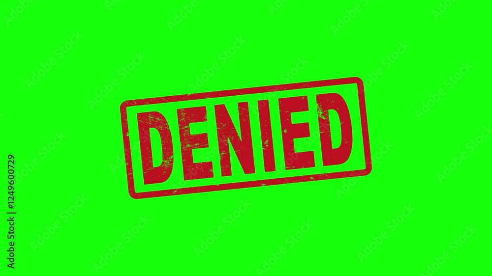 The Word Denied being stamped, Green Screen 3D Animation Clip with Alpha Map for Easy Background Removal in 4K. The Word Denied being stamped, Green Screen 3D Animation Clip with Alpha Map for Easy Background Removal in 4K.