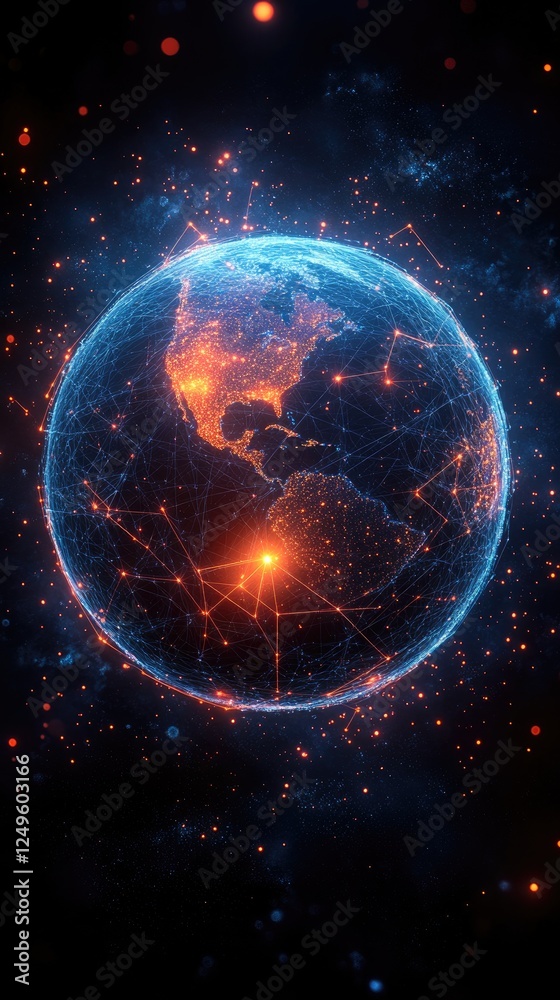 Obraz premium Global Network: Connections Illuminate Earth's Future