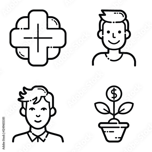 Essential Flat Icon Set Isolated On White Background