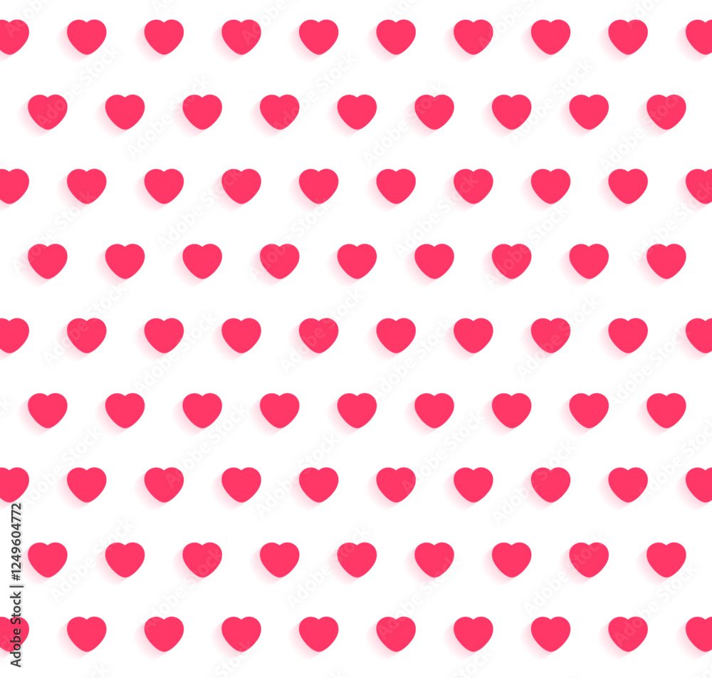 A seamless pattern of bright pink hearts against a clean white background. This playful design is perfect for love-themed projects, cards, or decorations for Valentine's Day.
A seamless pattern of bright pink hearts against a clean white background. This playful design is perfect for love-themed projects, cards, or decorations for Valentine's Day.