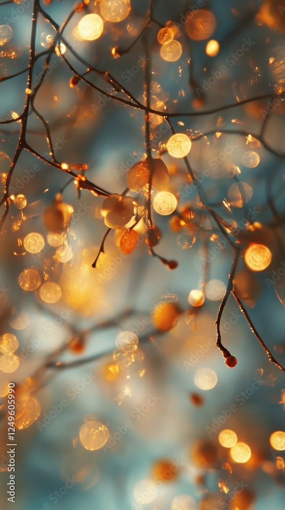 Fototapeta premium Golden Bokeh Branch.
