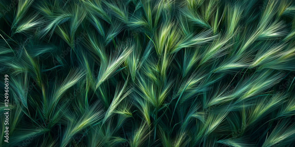 Obraz premium Texture of unripe green wheat field. Wheat field sways in the wind