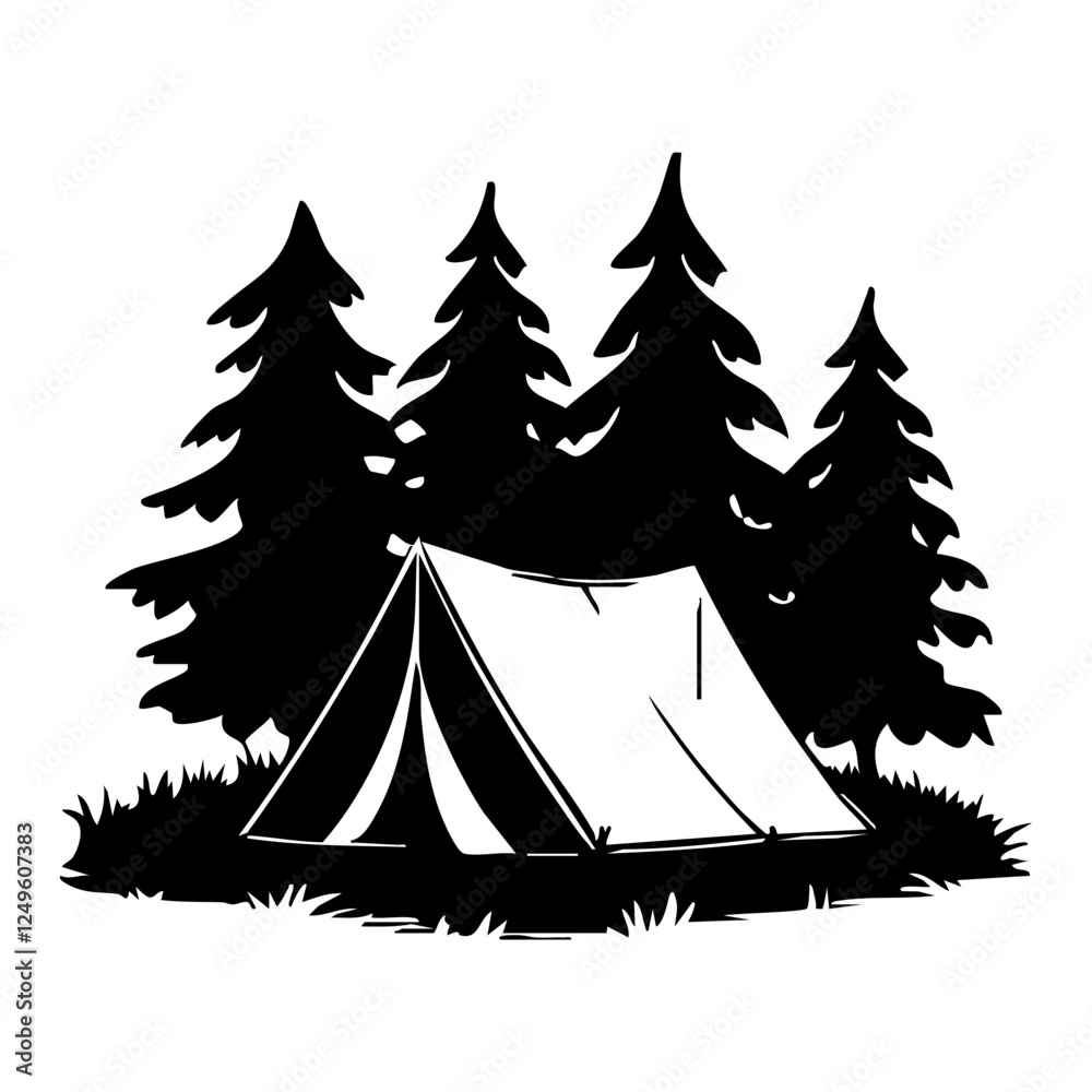 Obraz premium Silhouette of camping