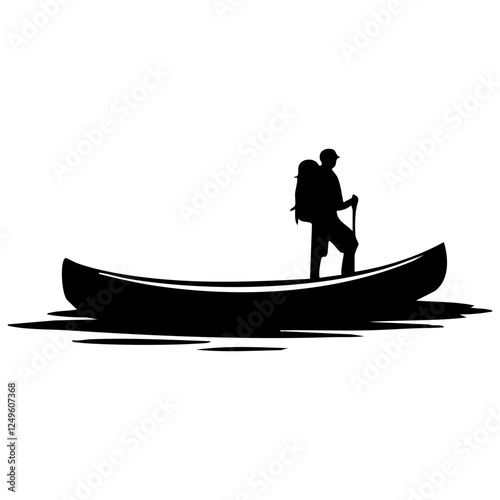 silhouette of a man in a boat
